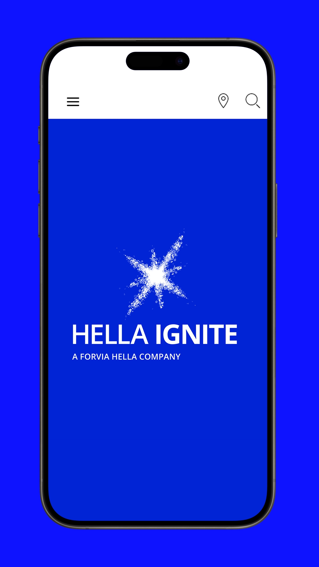 Smartphone mit Visual aus dem Rebranding für Hella Ignite – als Teil der gestalterischen Neuausrichtung der Marke „a forvia hella company“