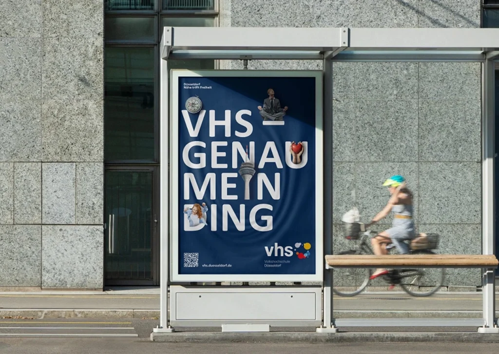 Kampagnenmotiv "vhs – genau mein Ding" für die Volkshochschule Düsseldorf entwickelt von R211-Agentur