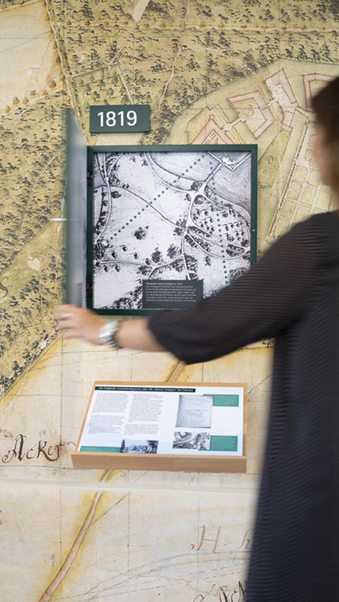 Ausschnitt einer Station zum Thema Parklandschaften der Dauerausstellung für die Stiftung Schloss Dyck, Jüchen