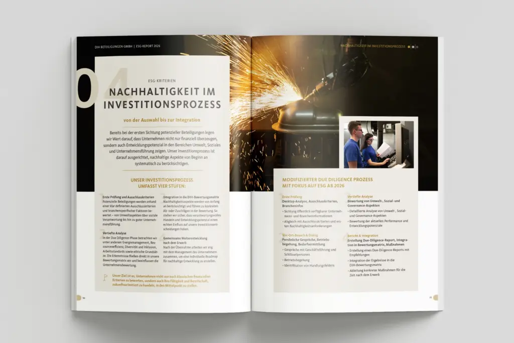 ESG-Report der DIH Beteiligungen Doppelseite aufgeschlagen